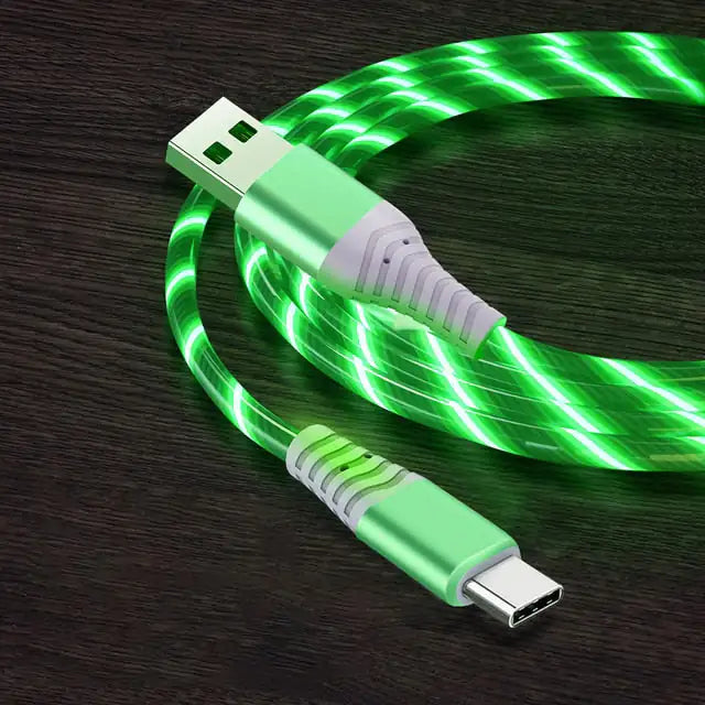 3A Glowing Cable Micro USB Type C Cable Fast Charging For iPhone  LED light phone Chargers
